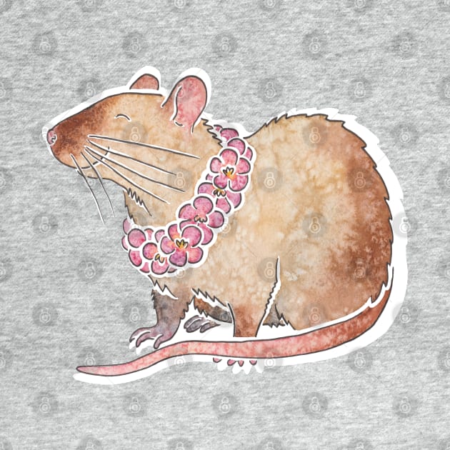 Watercolour pet rat (siamese) by animalartbyjess